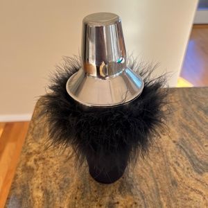 Cocktail Shaker with fancy black removable feather cover (New, never used).